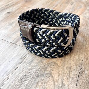 Greg Norman Braided Stretch Golf Belt Mens Size 40 Blue Multi Elastic Woven